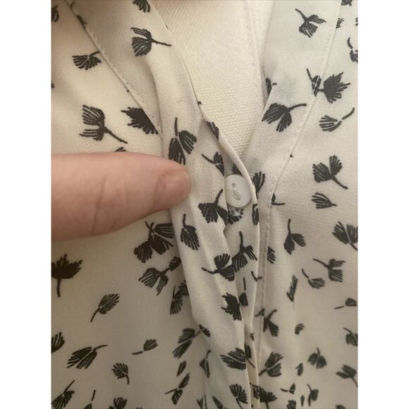 H&M Black and White Sheer Lined Dress Size 12 Button Down Front Tie - Picture 4 of 16